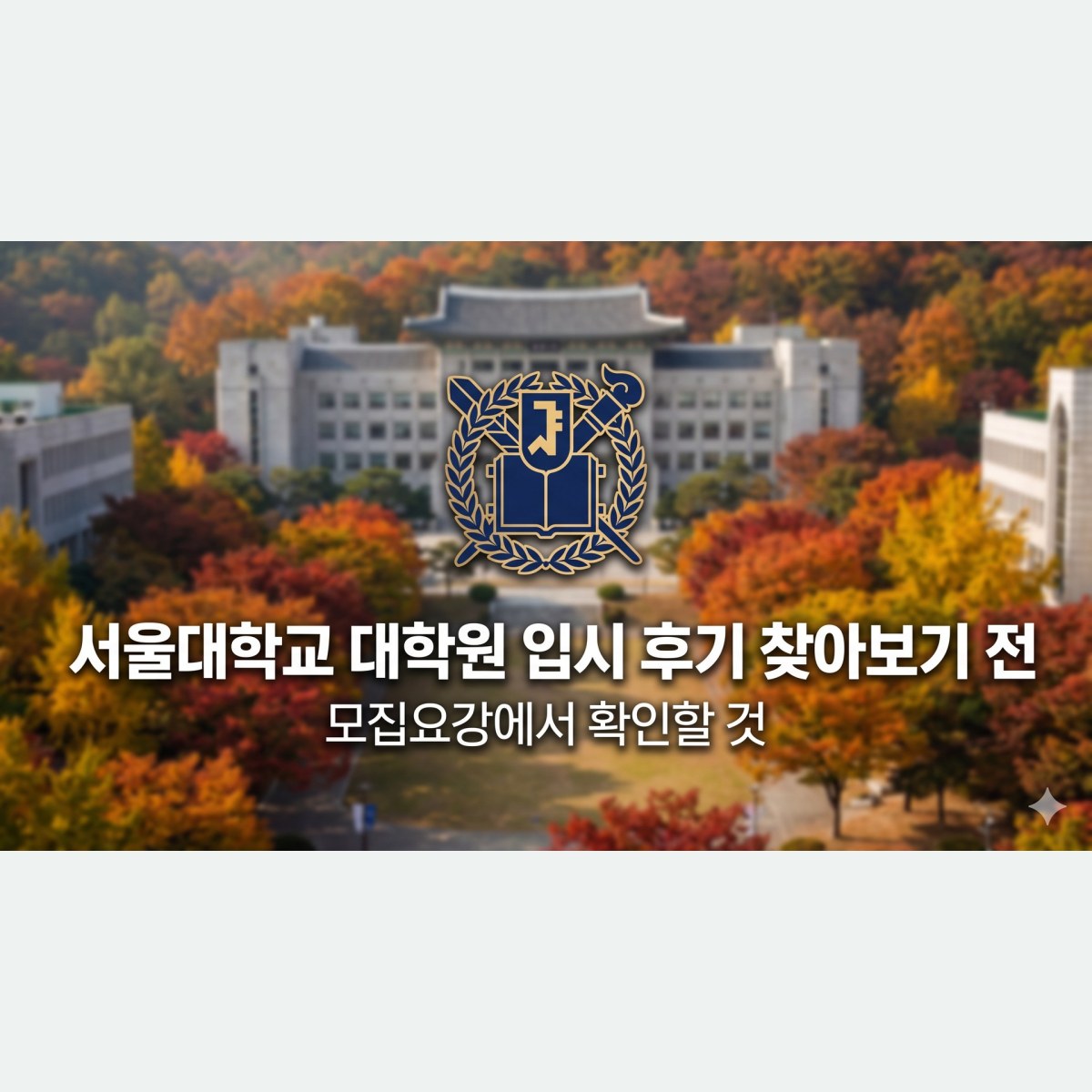 서울대학교 대학원 입시 후기 찾아보기 전, 모집요강에서 확인할 것