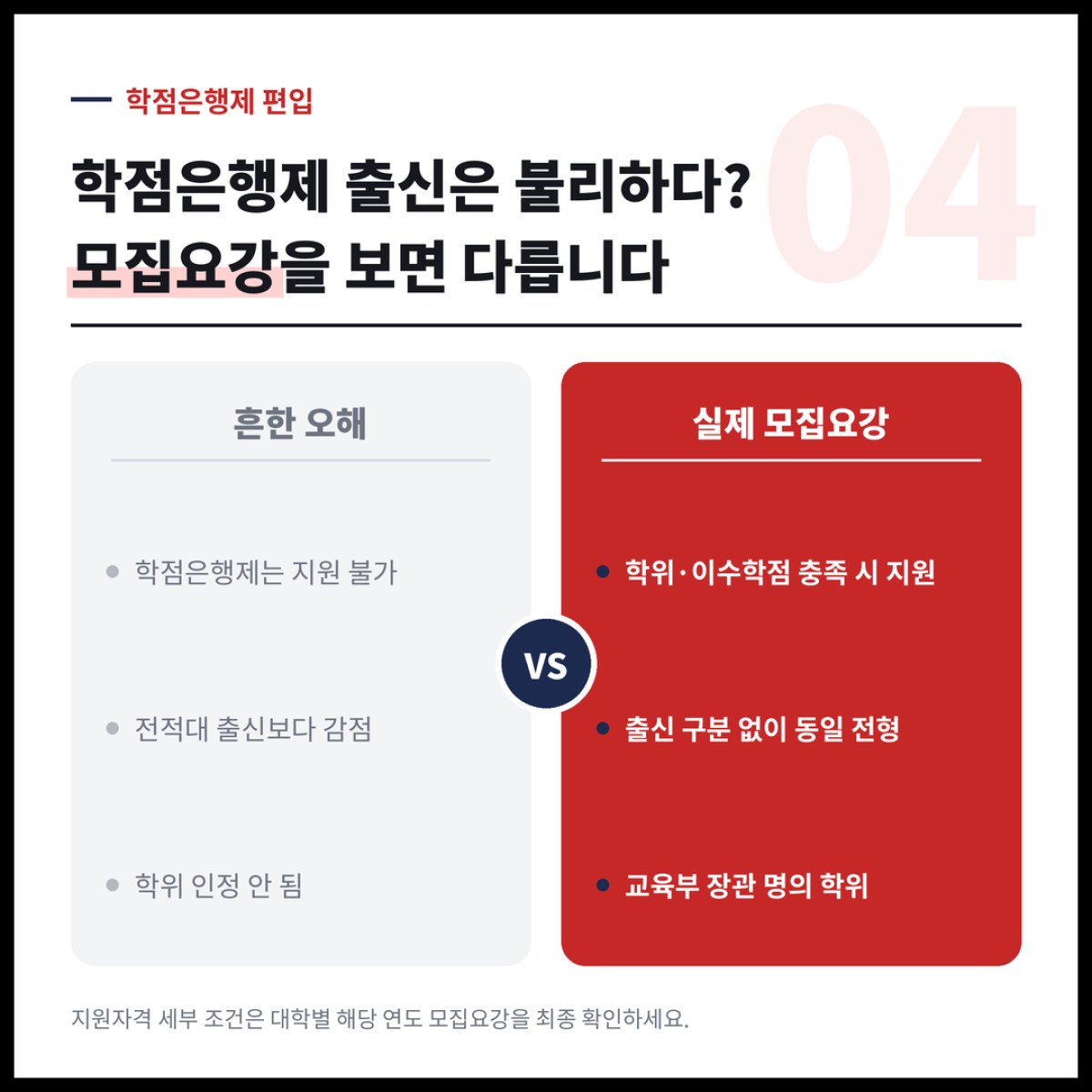 학점은행제 출신이라서 편입에서 불리할 거라는 생각은 대학별 모집요강을 보면 바로 바뀝니다