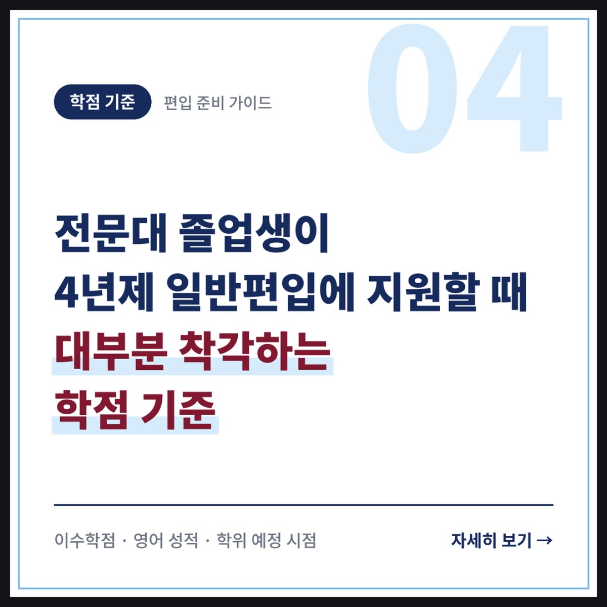 전문대 졸업생이 4년제 일반편입에 지원할 때 대부분 착각하는 학점 기준