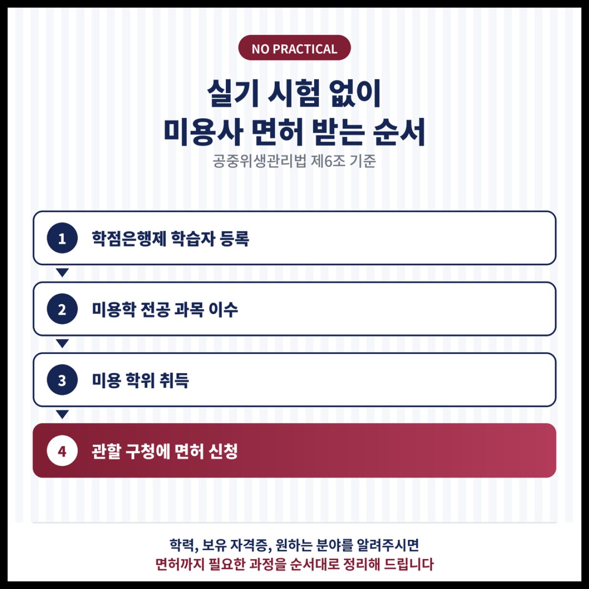 실기 시험 없이 미용사 면허를 받는 방법을 공중위생관리법 기준으로 정리했습니다