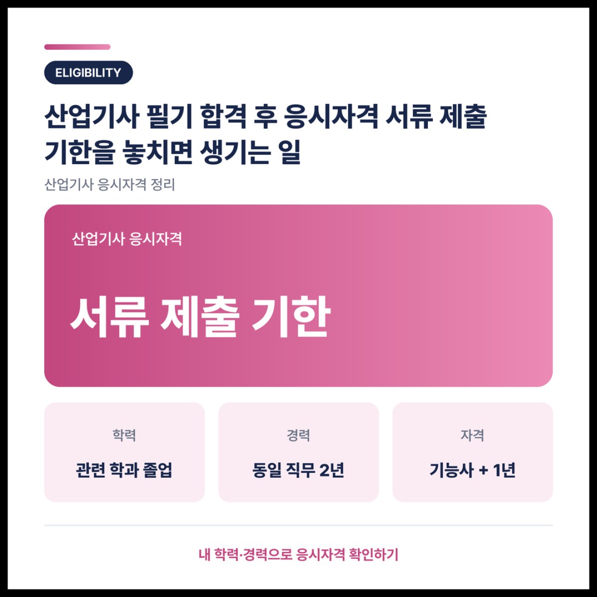 산업기사 필기 합격 후 응시자격 서류 제출 기한을 놓치면 생기는 일