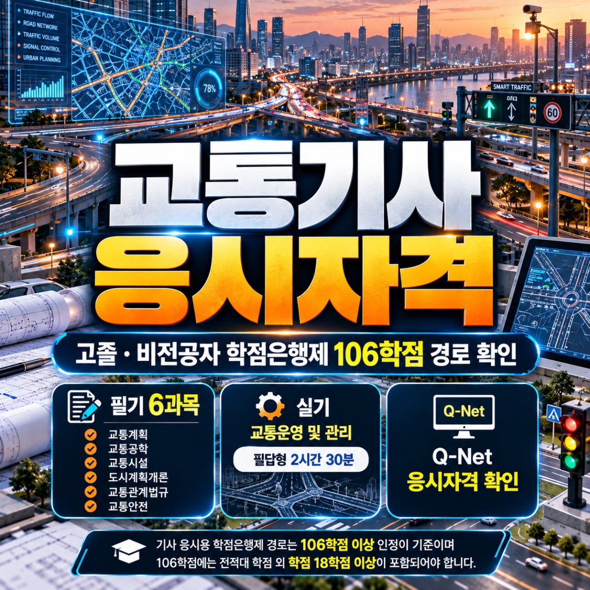 교통기사 응시자격, 고졸·비전공자 학점은행제 106학점 준비방법
