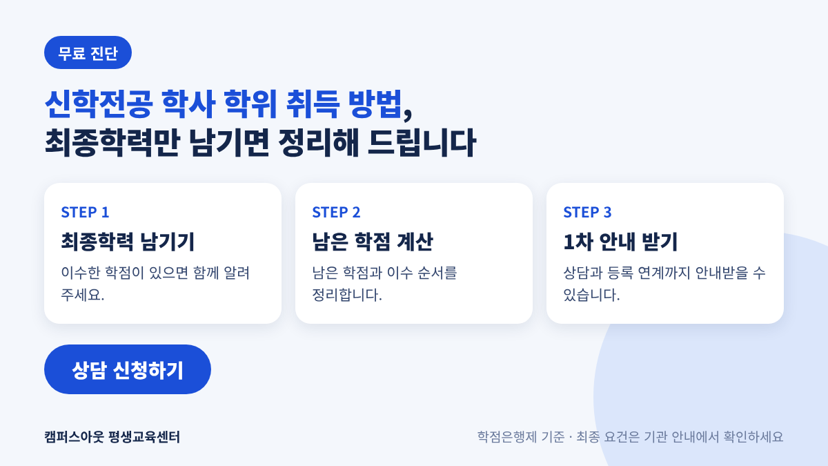 신학전공 학사 학위 취득 방법 무료 진단
