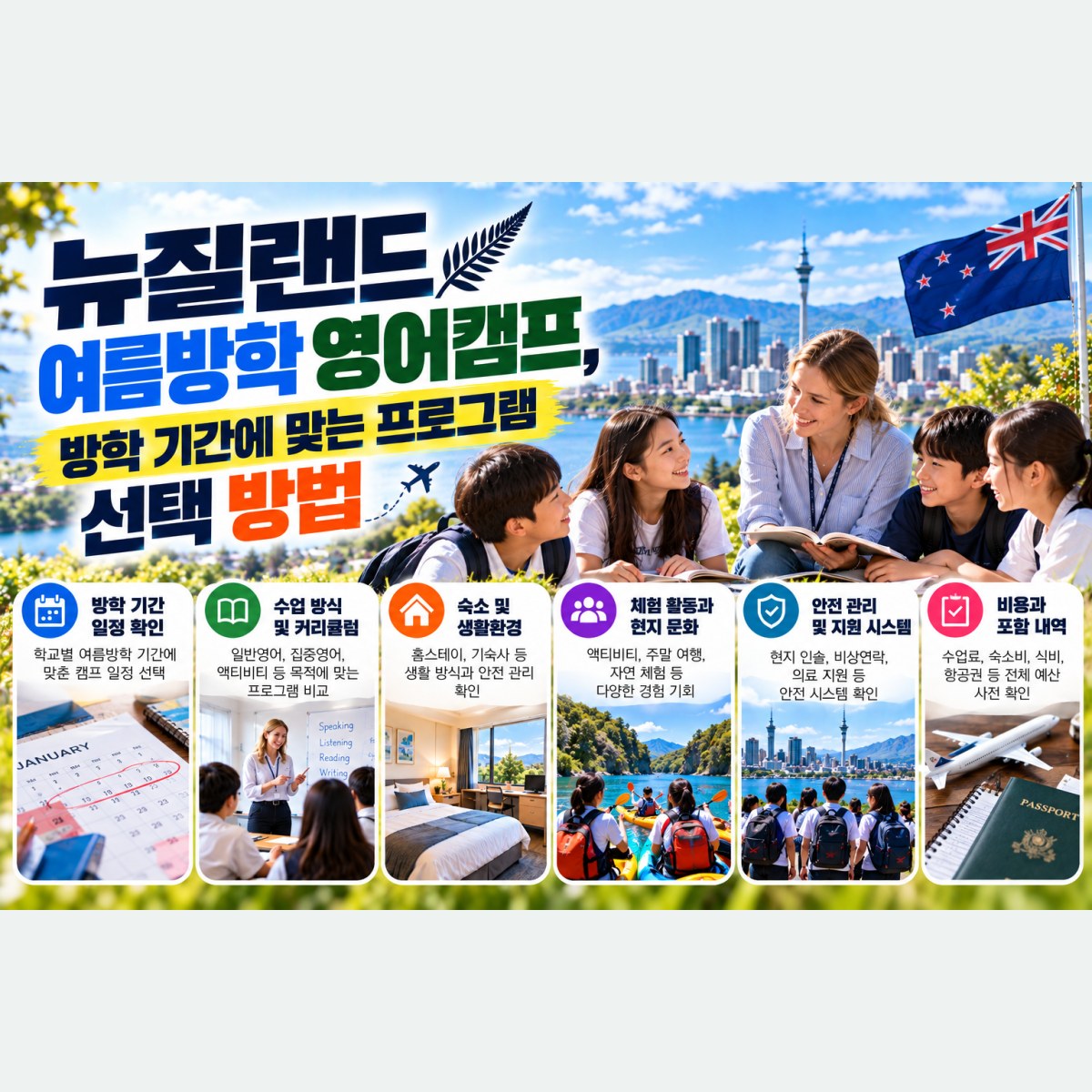 뉴질랜드 여름방학 영어캠프, 방학 기간에 맞는 프로그램 선택 방법